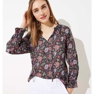 LOFT garden peplum back blouse in coastal grey S